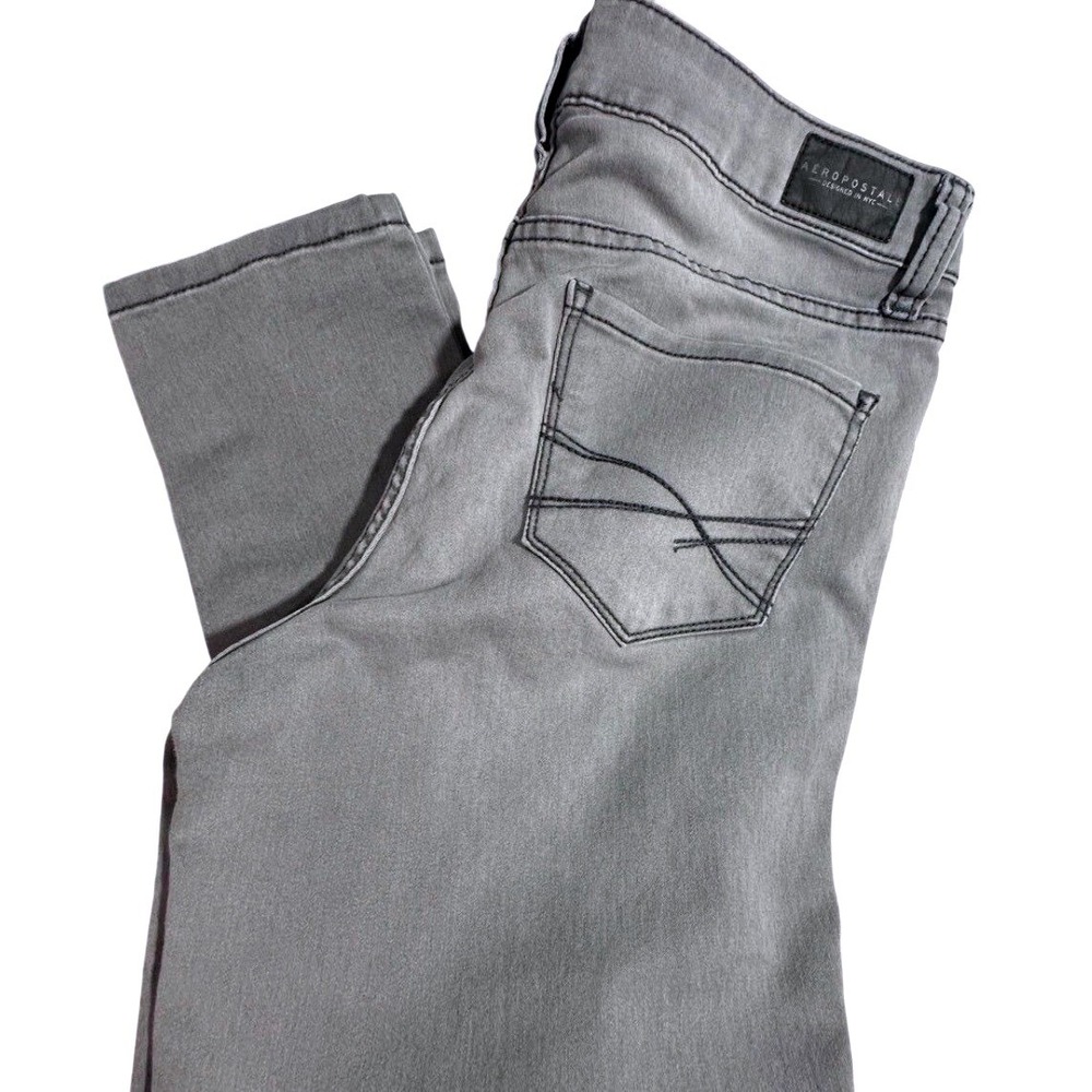 Aeropostale High Waisted Jegging Grey Stretch Slim Fit Denim Pants Sz 8